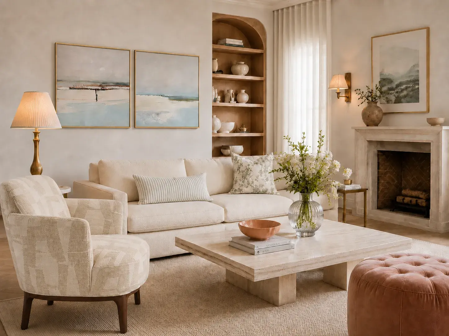 Sala acolhedora preparada para apresentação imobiliária