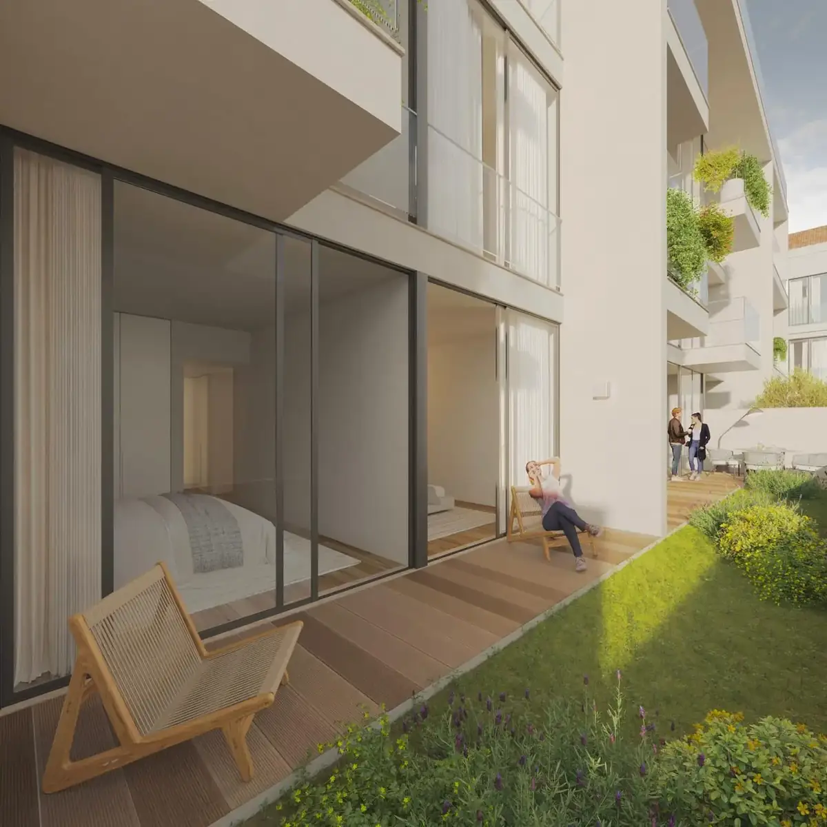 Terraço e jardim de uma residência no Pharma Village